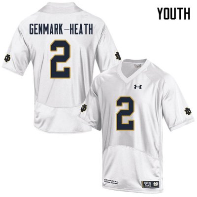 Notre Dame Fighting Irish Youth Jordan Genmark-Heath #2 White Under Armour Authentic Stitched College NCAA Football Jersey EZT3799YP